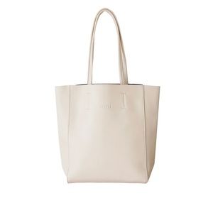 Hoopla cream leather portrait tote